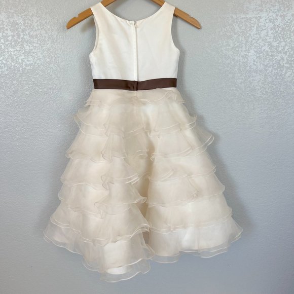 Alfred Angelo Cream Sheer Ruffle Tiered Skirt Dress Size 10 Perfect For Holidays - Picture 6 of 8